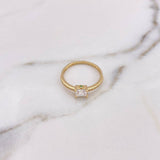 Anillo Solitario Churumbela 1.9gr / T7 1/4 / Circones Blancos Verdes Oro Amarillo 18K #