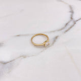 Anillo Solitario Churumbela 1.9gr / T7 1/4 / Circones Blancos Verdes Oro Amarillo 18K #