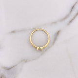 Anillo Solitario Churumbela 1.9gr / T7 1/4 / Circones Blancos Verdes Oro Amarillo 18K #