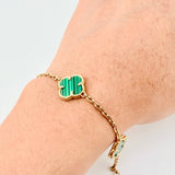 Pulso Cajon Trebol 10.4gr / 21cm / 2.1mm Oro Amarillo 18K