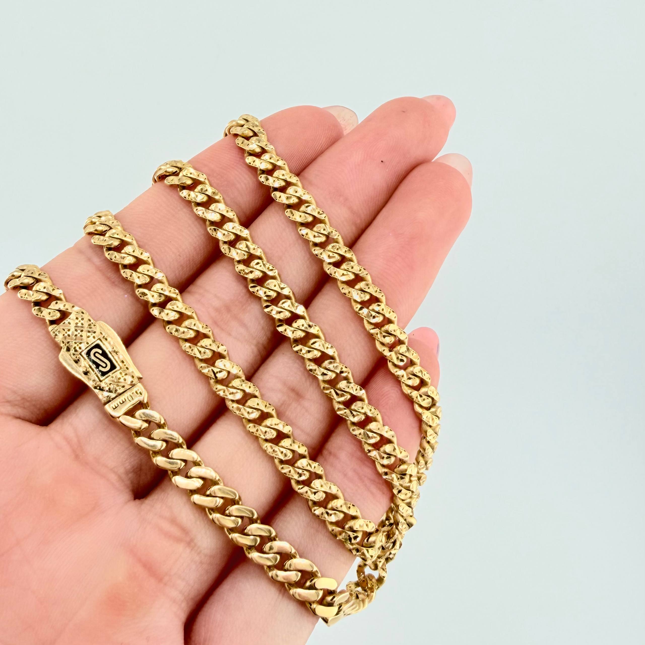 Cadena Cubana Diamantada 20gr / 60cm / 4.8mm Oro Amarillo +1 18K *