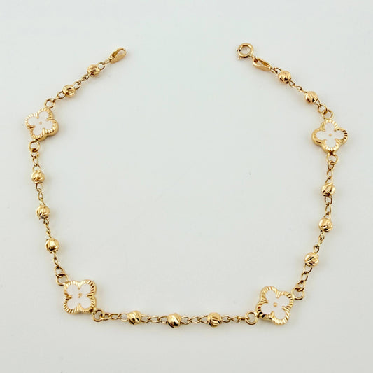 Pulso Trebol Espiga Diamantado 3.6gr / 18.5cm / 3mm Oro Amarillo Nac.Esp. 18K