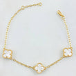 Pulso Aro Seguido Trebol Blanco 4.65gr / 17cm-19cm / Oro Amarillo Nac.Esp. 18K ©