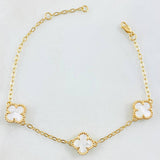 Pulso Aro Seguido Trebol Blanco 4.65gr / 17cm-19cm / Oro Amarillo Nac.Esp. 18K ©
