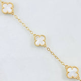 Pulso Aro Seguido Trebol Blanco 4.65gr / 17cm-19cm / Oro Amarillo Nac.Esp. 18K ©