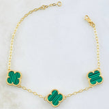 Pulso Aro Seguido Trebol Verde 5.75gr / 18cm-19.5cm / Oro Amarillo Nac.Esp. 18K *