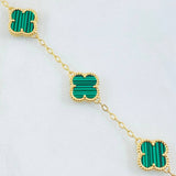 Pulso Aro Seguido Trebol Verde 5.75gr / 18cm-19.5cm / Oro Amarillo Nac.Esp. 18K *