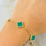 Pulso Aro Seguido Trebol Verde 5.75gr / 18cm-19.5cm / Oro Amarillo Nac.Esp. 18K *