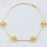 Pulso Aro Seguido Trebol Dorado 5.9gr / 20cm-21.5cm / Oro Amarillo Nac.Esp. 18K *