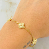 Pulso Aro Seguido Trebol Dorado 5.9gr / 20cm-21.5cm / Oro Amarillo Nac.Esp. 18K *
