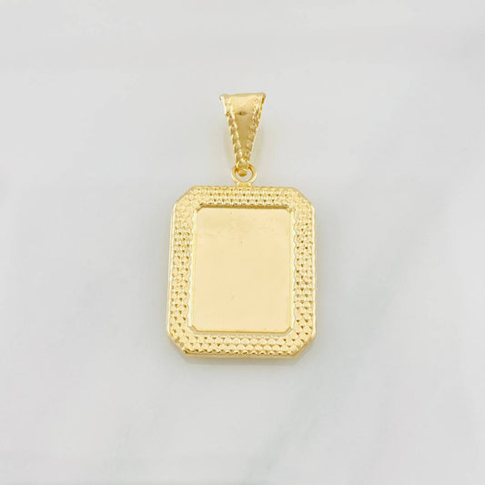 Dije Placa Marco Bordeado 1.1g / 3cm Oro Amarillo 18K
