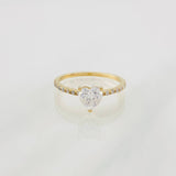 Anillo Solitario Corazón Moisanitas 2.1 qts 1.85g / T7 Oro Amarillo 18K