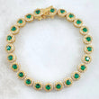 Pulso Tennis Tupido 18.25gr / 18cm / 7mm Circones Blancos Verdes Oro Amarillo Nac.Esp. 18K ©