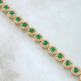 Pulso Tennis Tupido 18.25gr / 18cm / 7mm Circones Blancos Verdes Oro Amarillo Nac.Esp. 18K ©