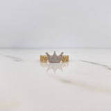 Anillo Corona Corazones 2.75gr / T7 / Circones Blancos Dos Oros Amarillo Blanco 18K &