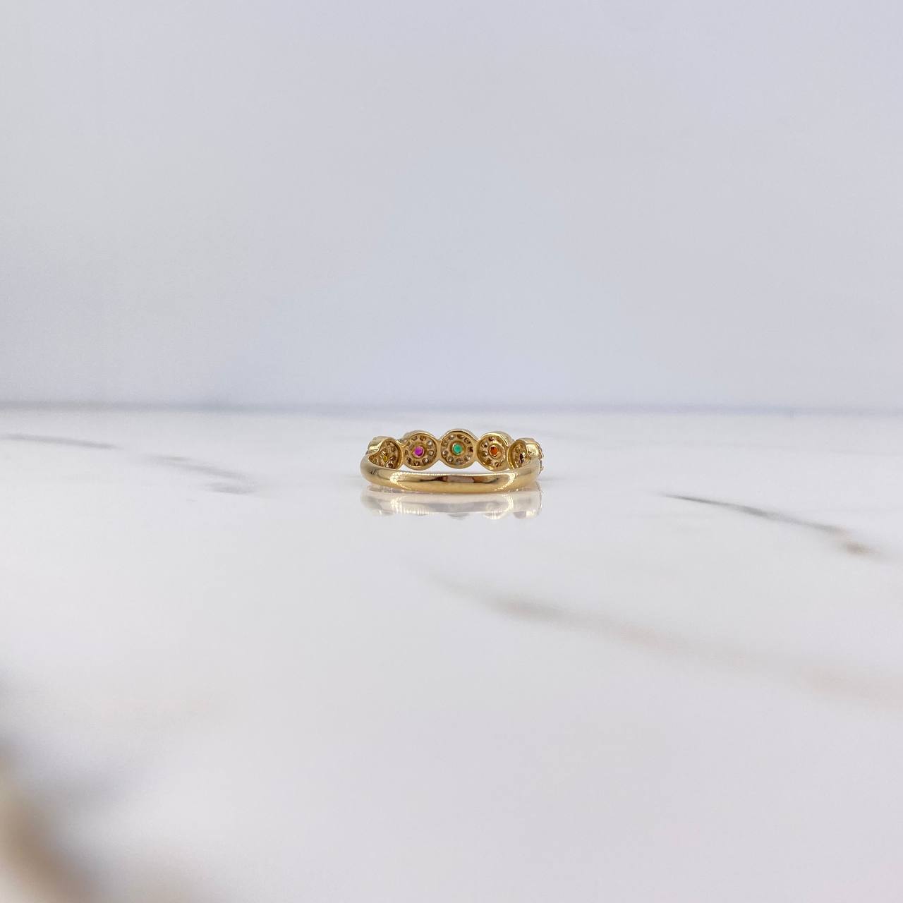 Anillo Tupido 2.1gr / T6 1/4 / Circones Colores Oro Amarillo 18K &