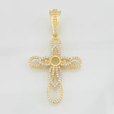 Dije Cruz Flor 5.05g / 5cm Dos Oros Amarillo Blanco 18K