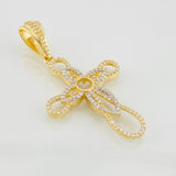 Dije Cruz Flor 5.05g / 5cm Dos Oros Amarillo Blanco 18K