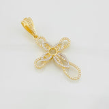 Dije Cruz Flor 5.05g / 5cm Dos Oros Amarillo Blanco 18K