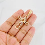Dije Cruz Flor 5.05g / 5cm Dos Oros Amarillo Blanco 18K