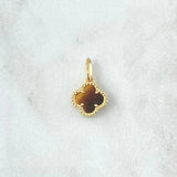 Dije Trebol VCyA 1.3gr / 1.7cm / Cuarzo Marron Punteado Oro Amarillo Nac.Esp. 18K *