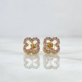 Topos Trebol 1.95gr / 9mm Circones Rosas Oro Amarillo 18K