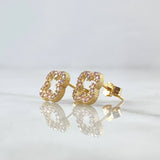 Topos Trebol 1.95gr / 9mm Circones Rosas Oro Amarillo 18K