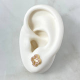 Topos Trebol 1.95gr / 9mm Circones Rosas Oro Amarillo 18K