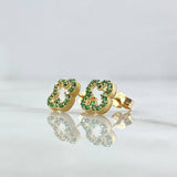 Topos Trebol 2gr / 9mm Circones Verdes Oro Amarillo 18K