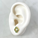 Topos Trebol 2gr / 9mm Circones Verdes Oro Amarillo 18K