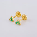Topos Flor Tres Petalos Esmeraldas 7pts 0.9g / 4.45mm Oro Amarillo 18K