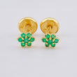 Topos Flor Driada Esmeraldas 9Pts 0.8 g / 4.3 mm Oro Amarillo 18K