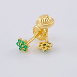 Topos Flor Driada Esmeraldas 9Pts 0.8 g / 4.3 mm Oro Amarillo 18K