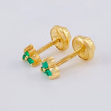 Topos Flor Trillum Esmeraldas 7Pts 0.9 g / 3.85 mm Oro Amarillo 18K
