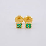 Topos Trebol Esmeraldas 6Pts 0.8 g / 4.25 mm Oro Amarillo 18K