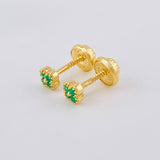 Topos Trebol Esmeraldas 6Pts 0.8 g / 4.25 mm Oro Amarillo 18K