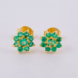 Topos Floreados Esmeraldas 60Pts 1.85 g / 8 mm Oro Amarillo 18K