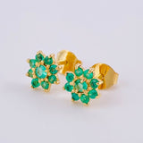 Topos Floreados Esmeraldas 60Pts 1.85 g / 8 mm Oro Amarillo 18K