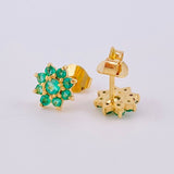 Topos Floreados Esmeraldas 60Pts 1.85 g / 8 mm Oro Amarillo 18K