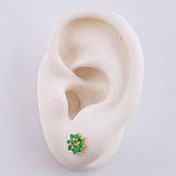 Topos Floreados Esmeraldas 60Pts 1.85 g / 8 mm Oro Amarillo 18K