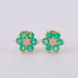 Topos Floreados Esmerladas 35Pts Diamante 7Pts 1.8 g / 8 mm Oro Amarillo 18K