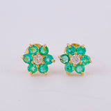 Topos Floreados Esmerladas 35Pts Diamante 7Pts 1.8 g / 8 mm Oro Amarillo 18K