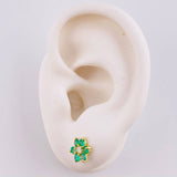 Topos Floreados Esmerladas 35Pts Diamante 7Pts 1.8 g / 8 mm Oro Amarillo 18K