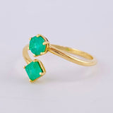 Anillo Tu Y Yo Esmeraldas 80Pts 1.9 g / T6 1/2 Oro Amarillo 18K