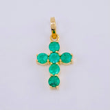 Dije Cruz Tupida Esmeraldas 45Pts 0.8 g / 1.8 cm Oro Amarillo 18K
