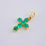 Dije Cruz Tupida Esmeraldas 45Pts 0.8 g / 1.8 cm Oro Amarillo 18K