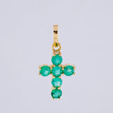 Dije Cruz Tupida Esmeraldas 45Pts 0.8 g / 1.8 cm Oro Amarillo 18K