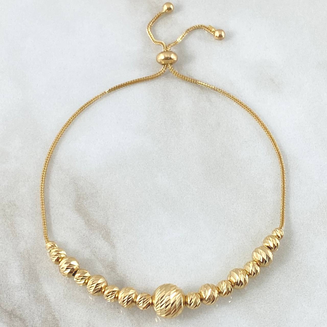 Pulso Bolas Diamantadas 4.35gr / 20cm / +4 Oro 18K