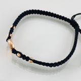 Pulsera Tejida Negra San Miguel Oro Rosa 18K