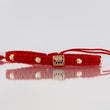 Pulsera Tejida Roja Cilindro Dos Oros Amarillo Rosa 18K